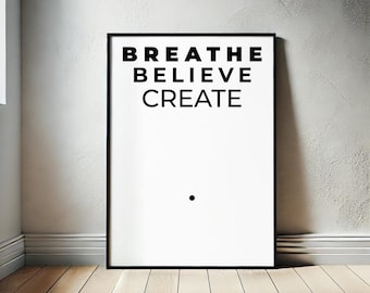 Motiverende typografieprint: minimalistische muurkunst met mentaliteit (digitale download)