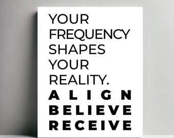 Motiverende typografieprint: bevestiging frequentiemindset (digitale download)