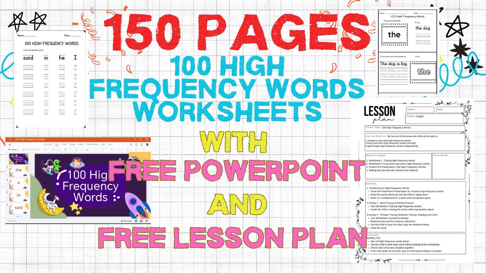 150 Pages High-frequency Words Worksheets | Tracing and Handwriting ...