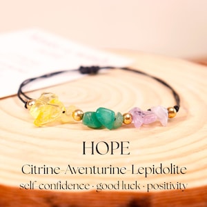 Hope Natural Crystal Beaded Bracelet,Gift Card Gemstone Bracelet,Spiritual Bracelet,Healing Crystal Energy Jewelry,Crystal Support Bracelet