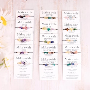 Make a Wish kralenkristallen armband, cadeaukaart edelsteenarmband, spirituele armband, helende kristallen energiesieraden, ondersteuningsarmband kristal,