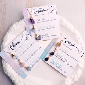 Handmade Libra Scorpio Raw Crystal Necklace,Natural Gemstone Birthday Gift,Energy Crystal Necklace,Custom Zodiac Jewelry,Astrology Gifts