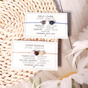 Pulsera de autocuidado y confianza, pulsera de hilo de cuentas de cristal hecha a mano, pulsera de energía, pulsera de protección curativa, pulsera de tarjeta de regalo