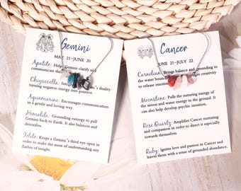 Gemini Cancer Crystal Bracelet,Raw Stone Bracelet,Beaded Crystal Bracelet for Zodiac,Healing Crystal Bracelet,Gifts for Her,Astrology Gift