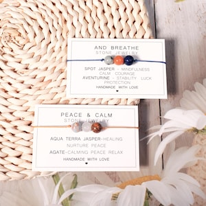 Breathe Peace Calm Bracelet,Handmade Crystal Beaded String Bracelet,Energy Bracelet,Healing Crystal Bracelet,Gift Card Bracelet,Gift for Her