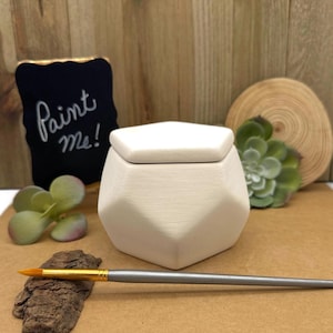 Faceted Lidded Box, DIY Ready to Paint Ceramic Bisque, Arts and Crafts Activity