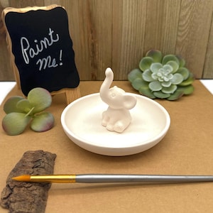 陶器製リング皿、未塗装素焼きの素焼き、すぐに絵付けできる陶器キット、DIYアート＆クラフトプロジェクト：キリン、ラマ、またはゾウ