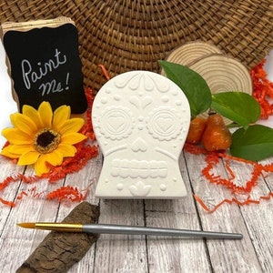 Sugar Skull Box, Halloween Keramiek om te schilderen, DIY Fall Craft Project, Klaar om aardewerk te schilderen voor Día de los Muertos, Dag van de Doden