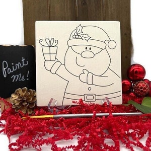 Tuile de Père Noël en céramique, peinture dans les lignes, bricolage de Noël et décoration de vacances