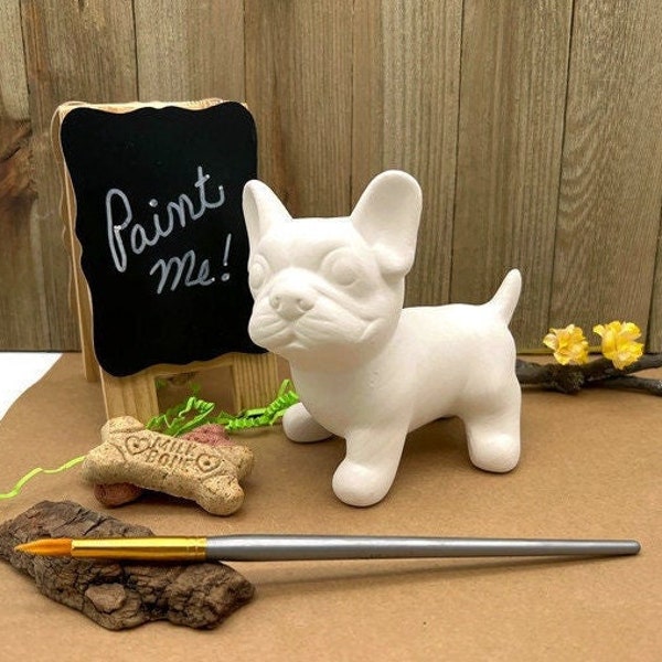 French Bulldog Figure, Quality Ceramic Bisque, Ready to Paint Pottery, DIY Arts and Crafts Project for Frenchie Lovers
