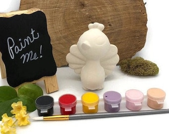 Kit de pintura de pavo real - Bisque de cerámica DIY - Kit listo para pintar