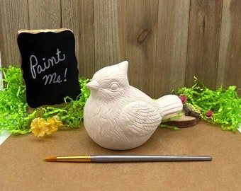 Cardinal Ceramic Bird, Unpainted Ceramic Bisque Blank, Ready to Paint Pottery, Gift for Avian Fans and Bird Watchers