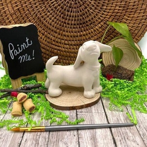 Dachshund Puppy Dog, Unpainted Ceramic Bisque Blank, Ready to Paint Pottery, DIY Craft Project, Gift for Dachshund Hound Fans