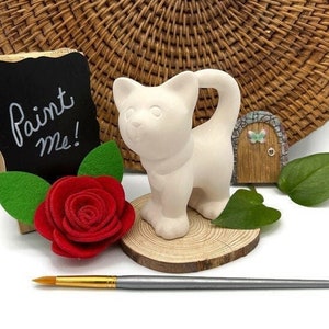 DIY Kitty Cat, Sweet Kitten with Long Tail, Ceramic Bisque,  Ready to Paint Pottery at Home, Arts and Crafts Project