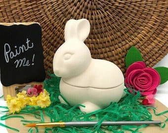 Bunny Rabbit Box, Ceramic Bisque, Ready to Paint Pottery, DIY Arts and Crafts Project, Gift for Easter or Rabbit Lover