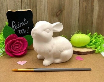 Rabbit with Long Ears, Ceramic Bisque, Ready to Paint Pottery, DIY Easter Arts and Crafts