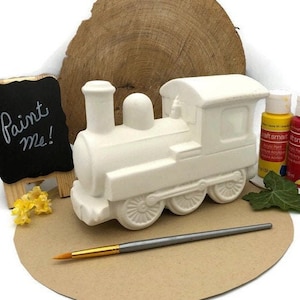 Train Coin Bank, Ceramic Bisque, Ready to Paint Pottery, DIY Art Project, Gift to Make for a Train Enthusiast