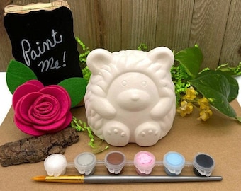 Kit de manualidades de erizo con juego de pintura acrílica, alcancía de cerámica en blanco, cerámica para pintar, alcancía de bricolaje, regalo para amantes de los erizos