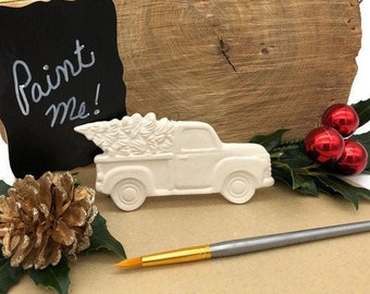 Christmas Truck Ornament - Ceramic Bisque Ready to Paint - DIY Project