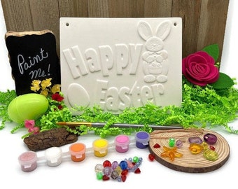 Easter Craft Kit - Painting and Beading - Ceramic Bisque Ready to Paint - DIY Project