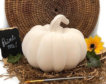 Pintura de calabaza, bizcocho de cerámica sin pintar, listo para pintar, proyecto de manualidades para otoño.