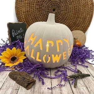 Halloween Pumpkin Light Up, Ceramic Bisque Blank, Ready to Paint Pottery, DIY Fall Craft Project