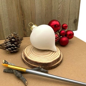 Oblong Christmas Ornament, Unpainted Ceramic Bisque Blank, Ready to Paint Pottery, Ornament Making Craft Project, Create Personalized Gifts