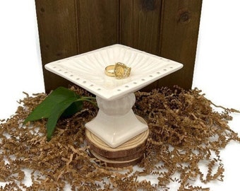 Jewelry Dish and Earring Holder, Soft White Finish
