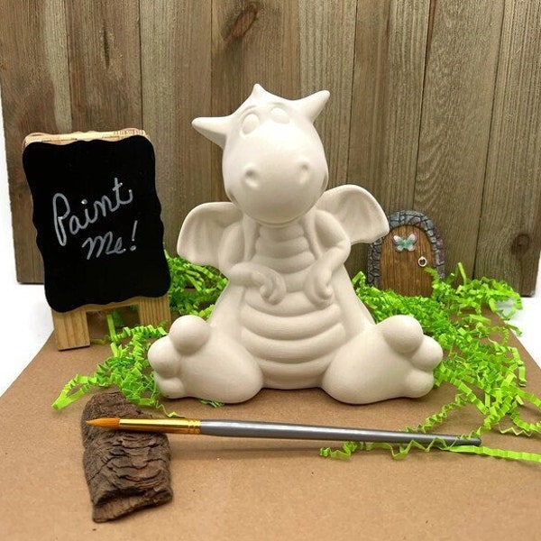 Dragon Coin Bank, Mystical Creature Money Holder, Unpainted Ceramic Bisque Blank, Ready to Paint Pottery, Make Your Own Personalized Bank