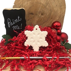 Snowflake Ornament, Unpainted Ceramic Bisque Blank, Ready to Paint Christmas Ornament, DIY Holiday Craft Project, Keepsake Gifts and Favors