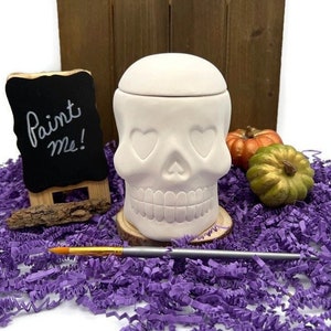 Sugar Skull Box, Halloween en Day of the Dead Craft Project, Keramische Bisque Blank, Klaar om aardewerk te schilderen, DIY Fall Time Art Project