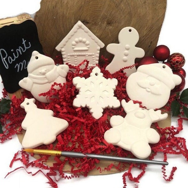 DIY Christmas Ornaments, Ceramic Bisque Ready to Paint, DIY Paint Project, Holiday Arts and Crafts, Unpainted Christmas Decorations