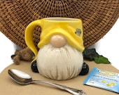 Gnome Mug - Hand Painted in Yellow and Gray