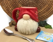 Gnome Mug - Hand Painted in Red and Light Blue