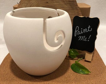 DIY Yarn Bowl, Large Knitting Bowl, Crochet Yarn Holder, DIY Project Ready to Paint Ceramic Bisque, Make Your Own Yarn Keeper