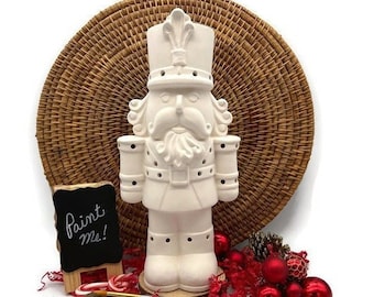 Christmas Nutcracker Light Up, Votive Holder, Ceramic Bisque to Paint, Ready to Paint Pottery, DIY Holiday Arts and Craft Project