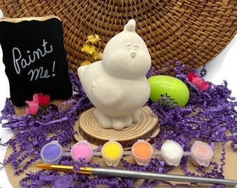 Baby Chick Craft Kit with Acrylic Paint Set, Ceramic Bisque,  Ready to Paint Pottery, Gift for Easter