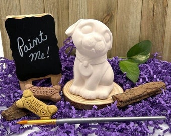 Pug Puppy Dog, Ceramic Bisque Blank, Ready to Paint Pottery at Home, Arts and Crafts