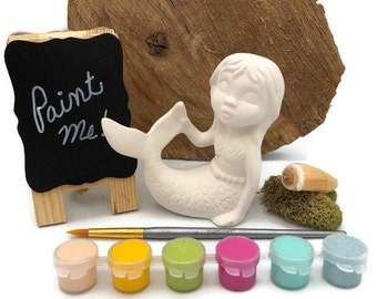 Kit de pintura de La Sirenita - Bisque de cerámica - Listo para pintar - Pintar cerámica en casa