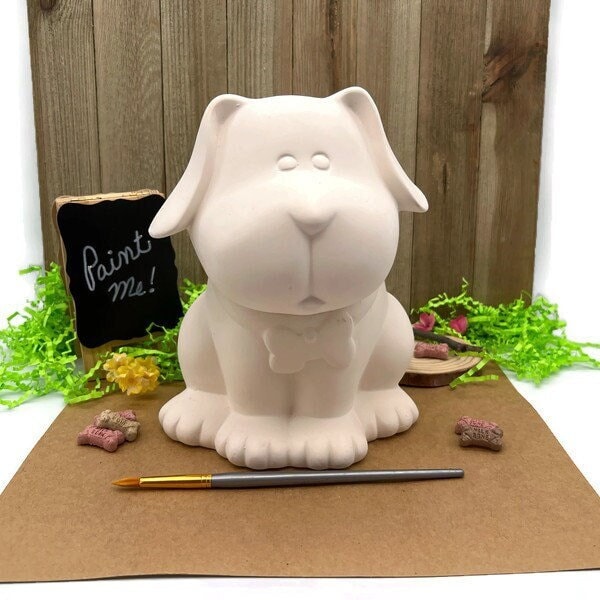 Dog Treat Jar, DIY Craft Project, Unpainted Ceramic Bisque, Ready to Paint Pottery, Gift for a Dog Lover