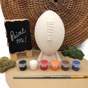 Football Coin Bank Craft Kit with Acrylic Paint Set, Ceramic Bisque, DIY Arts and Crafts Project, Gift for Sports Fan