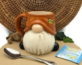 Gnome Mug - Hand Painted in Caramel Brown and Green