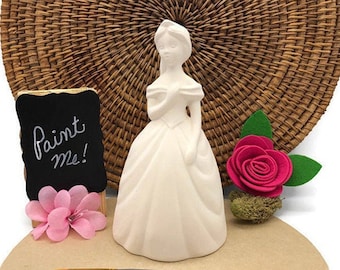 Princess Coin Bank, Money Holder, Ceramic Bisque Blank, Ready to Paint Pottery, DIY Art and Crafts Project, Gift for Princess Fans