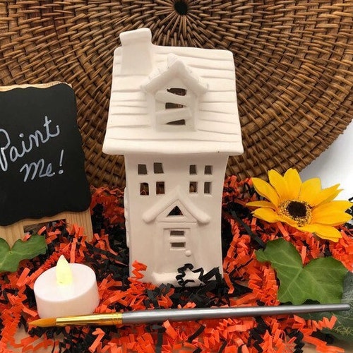 Haunted House Ceramic Unpainted.ceramic Bisque Halloween Etsy