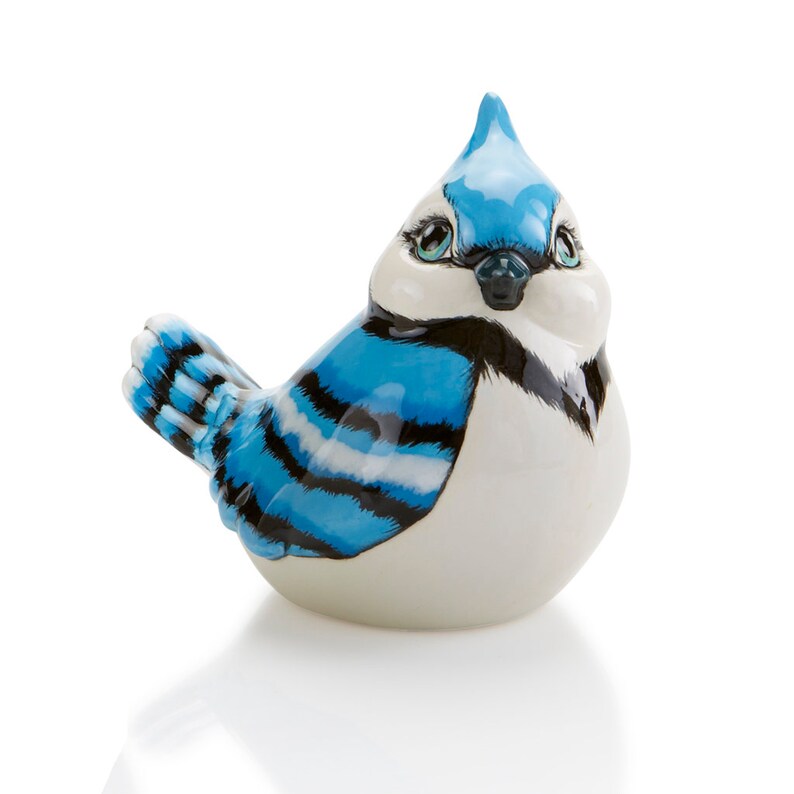 Example of a painted ceramic bluejay