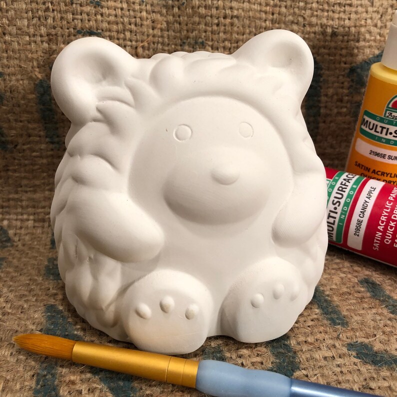 Ready to Paint Ceramic Bisque Hedgehog Coin Bank DIY Project Hedgehog