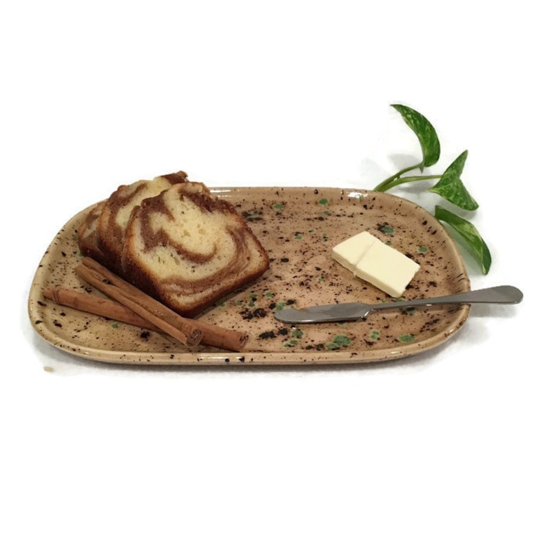 Small Plate in Earth Tone Brown and Green Appetizer Platter