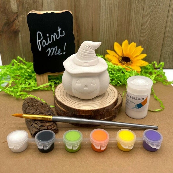 Kit de peinture de citrouille, boîte d’artisanat d’Halloween pour enfants ou adultes, bisque en céramique non peinte, coffret cadeau Trick or Treat