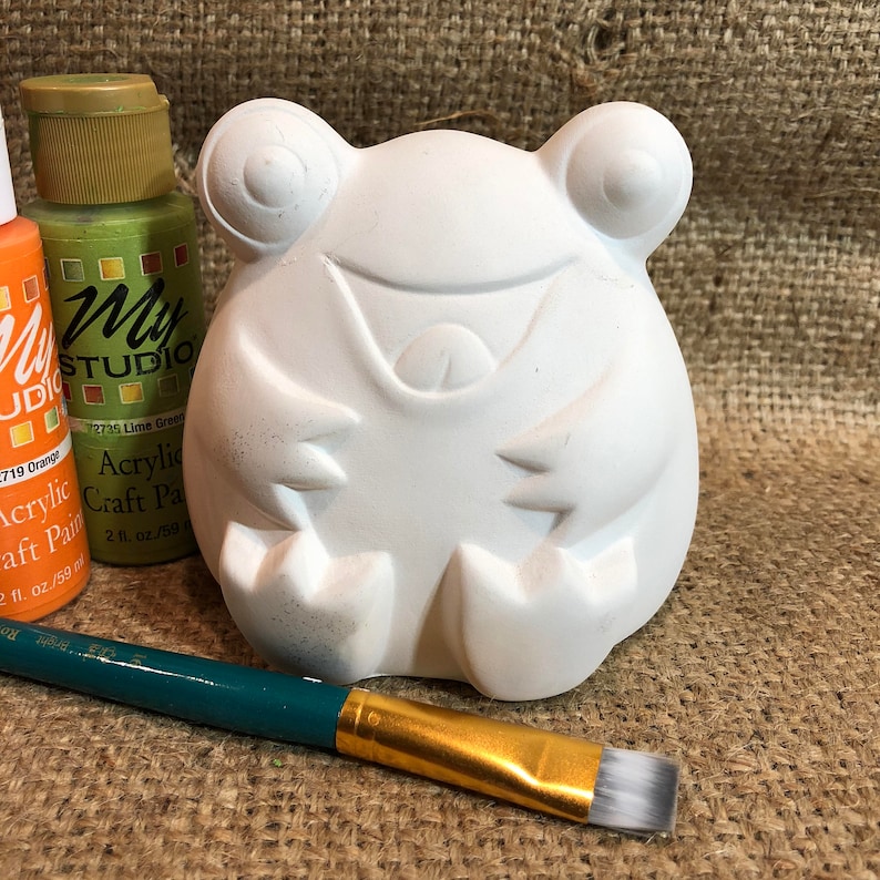 DIY Blank Ceramic Bisque Frog Coin Bank Ready to Paint