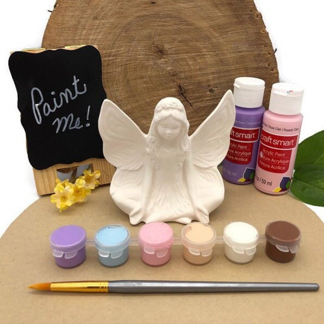 Fairy Paint Kit Includes Ceramic Bisque Ready to Paint Pottery, Acrylic
